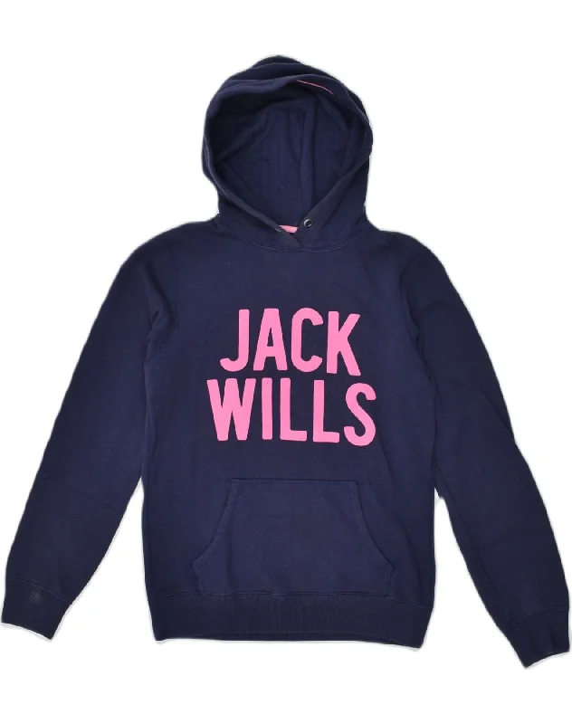 JACK WILLS Womens Graphic Hoodie Jumper UK 10 Small Navy Blue Cotton Hoodie with Zipper Versatile Modern JACK WILLS Womens Graphic Hoodie Jumper UK 10 Small Navy Blue Cotton Hoodie with Zipper Versatile Modern