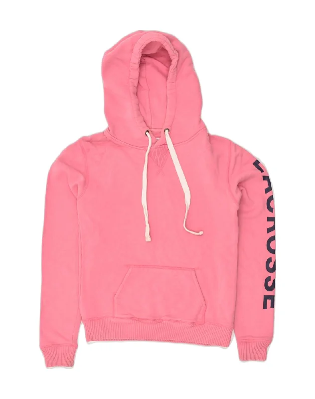 JACK WILLS Womens Graphic Hoodie Jumper UK 10 Small Pink Cotton Hoodie with Hem Lace Feminine Delicate JACK WILLS Womens Graphic Hoodie Jumper UK 10 Small Pink Cotton Hoodie with Hem Lace Feminine Delicate
