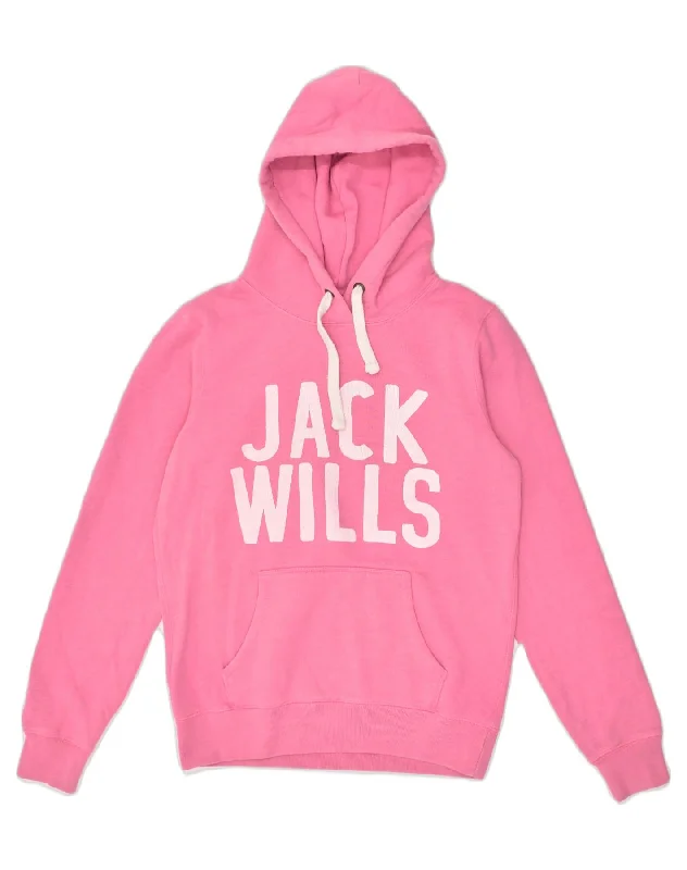 JACK WILLS Womens Graphic Hoodie Jumper UK 10 Small Pink Cotton Hoodie with Zipper Versatile Modern JACK WILLS Womens Graphic Hoodie Jumper UK 10 Small Pink Cotton Hoodie with Zipper Versatile Modern