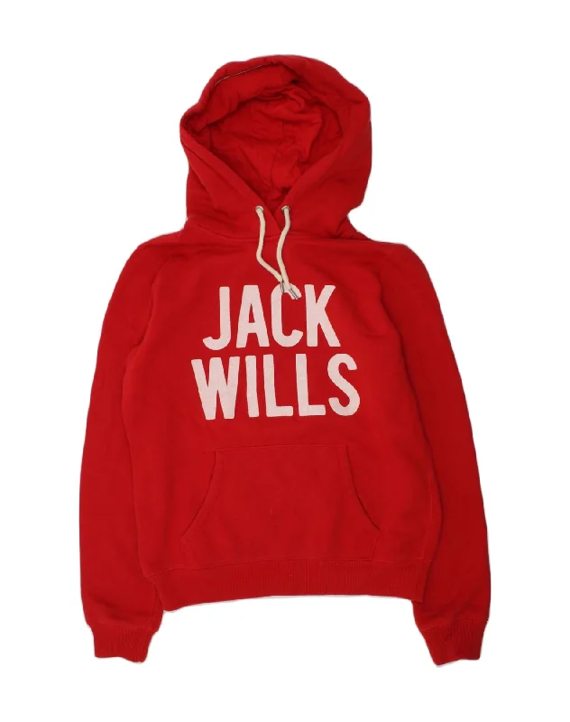 JACK WILLS Womens Graphic Hoodie Jumper UK 10 Small Red Cotton Hoodie Jacket Zipper Layering JACK WILLS Womens Graphic Hoodie Jumper UK 10 Small Red Cotton Hoodie Jacket Zipper Layering