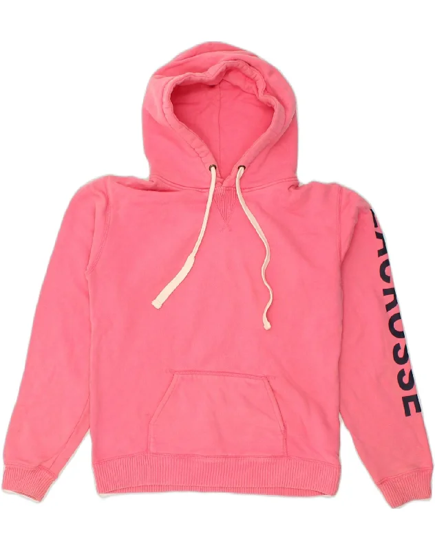 JACK WILLS Womens Graphic Hoodie Jumper UK 14 Medium Pink Cotton Hoodie with Exposed Zipper Edgy Industrial JACK WILLS Womens Graphic Hoodie Jumper UK 14 Medium Pink Cotton Hoodie with Exposed Zipper Edgy Industrial