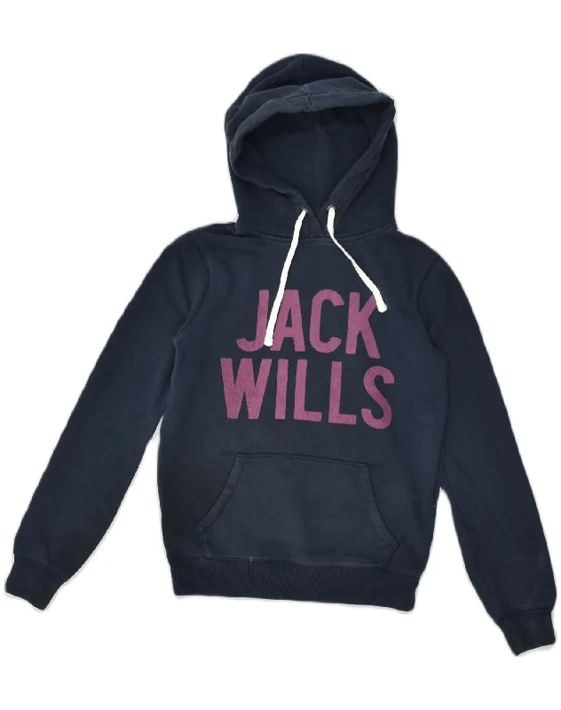 JACK WILLS Womens Graphic Hoodie Jumper UK 6 XS Navy Blue Cotton Hoodie with Fur Luxurious Winter JACK WILLS Womens Graphic Hoodie Jumper UK 6 XS Navy Blue Cotton Hoodie with Fur Luxurious Winter