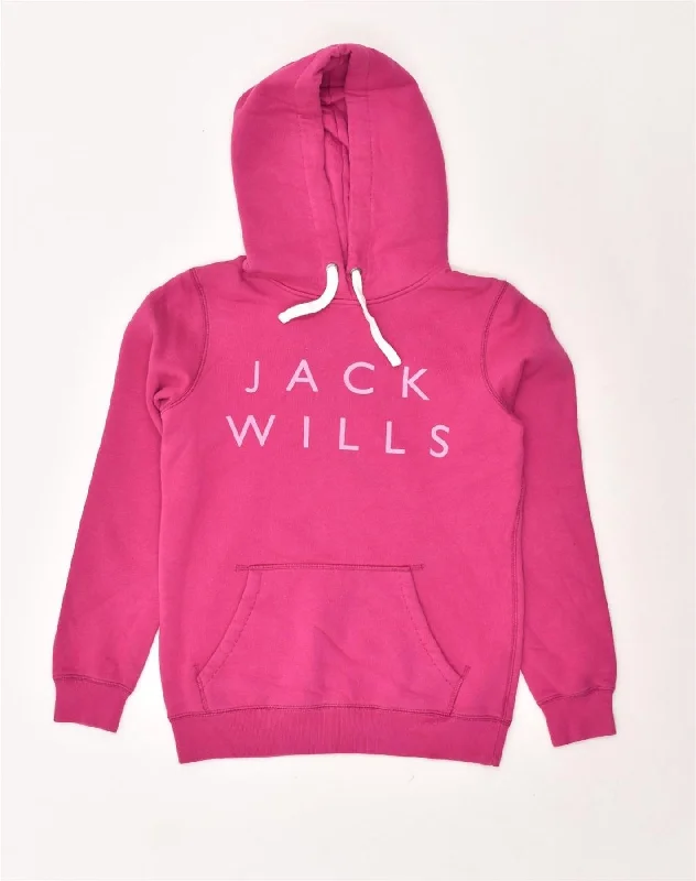 JACK WILLS Womens Graphic Hoodie Jumper UK 6 XS Pink Cotton Zip Hoodie Drawstring Kangaroo Pocket JACK WILLS Womens Graphic Hoodie Jumper UK 6 XS Pink Cotton Zip Hoodie Drawstring Kangaroo Pocket