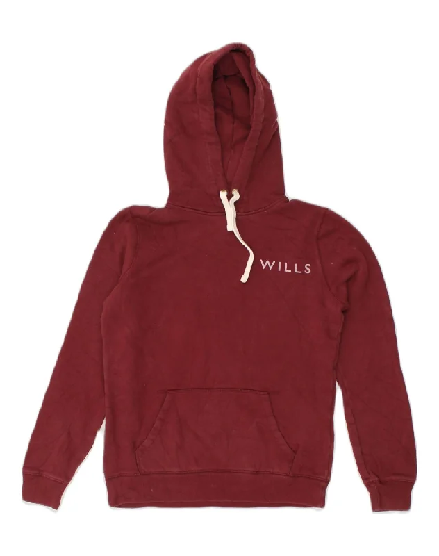 JACK WILLS Womens Graphic Hoodie Jumper UK 8 Small Maroon Cotton Hoodie with Fur Luxurious Winter JACK WILLS Womens Graphic Hoodie Jumper UK 8 Small Maroon Cotton Hoodie with Fur Luxurious Winter