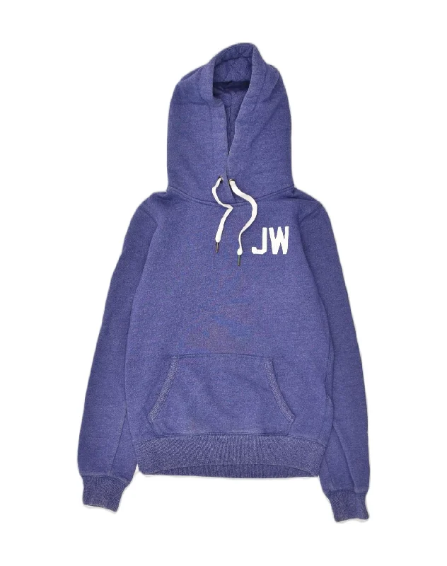 JACK WILLS Womens Graphic Hoodie Jumper UK 8 Smalll  Purple Cotton Hoodie with Applique Textured Unique