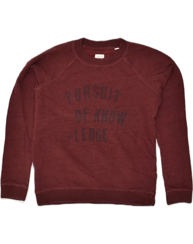 JACK WILLS Womens Graphic Sweatshirt Jumper UK 12 Medium Burgundy Cotton Hoodie with Patch Decorative Personalized JACK WILLS Womens Graphic Sweatshirt Jumper UK 12 Medium Burgundy Cotton Hoodie with Patch Decorative Personalized