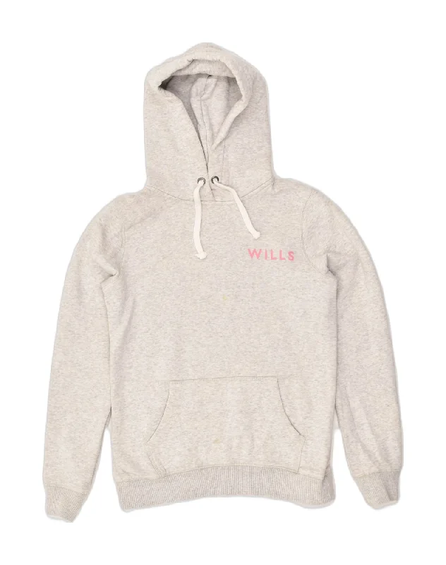 JACK WILLS Womens Hoodie Jumper UK 10 Small Grey Cotton Hoodie with Logo Branding Identity JACK WILLS Womens Hoodie Jumper UK 10 Small Grey Cotton Hoodie with Logo Branding Identity