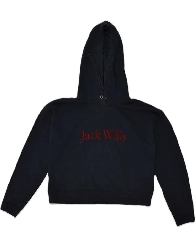 JACK WILLS Womens Hoodie Jumper UK 12 Medium Navy Blue Cotton Zip Hoodie Drawstring Kangaroo Pocket JACK WILLS Womens Hoodie Jumper UK 12 Medium Navy Blue Cotton Zip Hoodie Drawstring Kangaroo Pocket