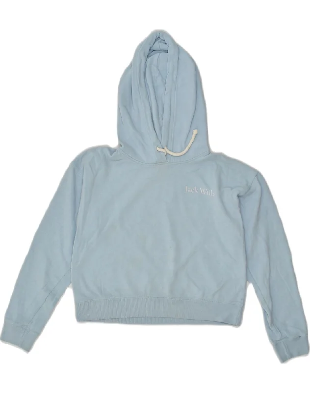 JACK WILLS Womens Hoodie Jumper UK 4 XS Blue Hoodie with Hem Applique Textured Unique JACK WILLS Womens Hoodie Jumper UK 4 XS Blue Hoodie with Hem Applique Textured Unique
