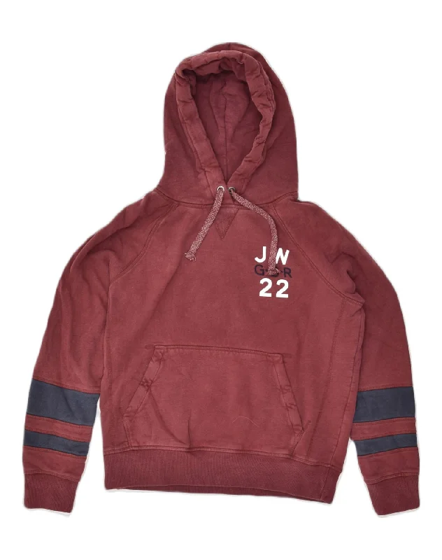 JACK WILLS Womens Loose Fit Graphic Hoodie Jumper UK 10 Small Burgundy Hoodie with Snap Buttons Easy Quick JACK WILLS Womens Loose Fit Graphic Hoodie Jumper UK 10 Small Burgundy Hoodie with Snap Buttons Easy Quick