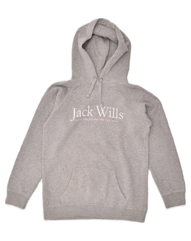JACK WILLS Womens Loose Fit Graphic Hoodie Jumper UK 10 Small Grey Cotton Hoodie with Exposed Zipper Edgy Industrial JACK WILLS Womens Loose Fit Graphic Hoodie Jumper UK 10 Small Grey Cotton Hoodie with Exposed Zipper Edgy Industrial