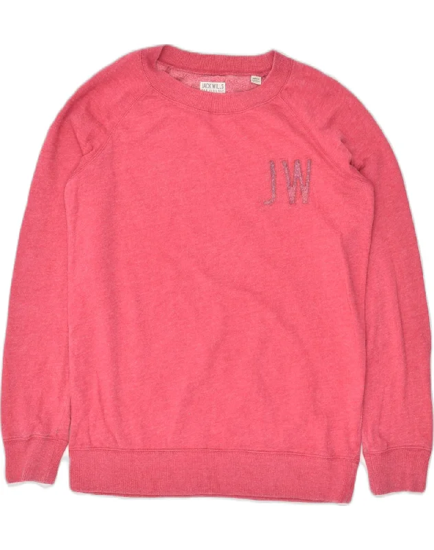 JACK WILLS Womens Loose Fit Sweatshirt Jumper UK 8 Small Pink Cotton Hoodie with High Neck Warm Protective JACK WILLS Womens Loose Fit Sweatshirt Jumper UK 8 Small Pink Cotton Hoodie with High Neck Warm Protective