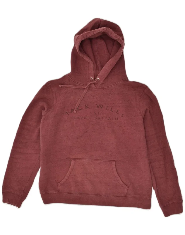 JACK WILLS Womens Oversized Graphic Hoodie Jumper UK 16 Large Burgundy Hoodie with Monochrome Minimalist Simple JACK WILLS Womens Oversized Graphic Hoodie Jumper UK 16 Large Burgundy Hoodie with Monochrome Minimalist Simple