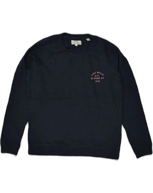 JACK WILLS Womens Sweatshirt Jumper UK 14 Medium Navy Blue Cotton Oversized Hoodie Comfort Casual JACK WILLS Womens Sweatshirt Jumper UK 14 Medium Navy Blue Cotton Oversized Hoodie Comfort Casual