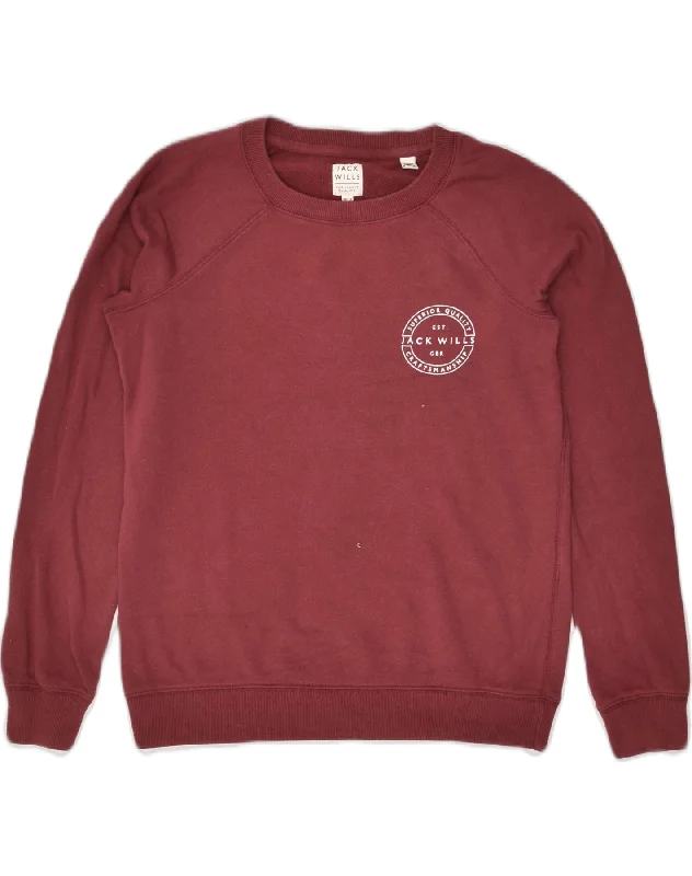 JACK WILLS Womens Sweatshirt Jumper UK 8 Small Maroon Cotton Hoodie with Hood Adjustable Protection JACK WILLS Womens Sweatshirt Jumper UK 8 Small Maroon Cotton Hoodie with Hood Adjustable Protection