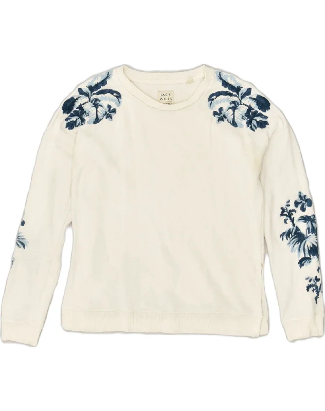 JACK WILLS Womens Sweatshirt Jumper UK 8 Small White Cotton Hoodie with Drop Shoulder Relaxed Streetwear JACK WILLS Womens Sweatshirt Jumper UK 8 Small White Cotton Hoodie with Drop Shoulder Relaxed Streetwear