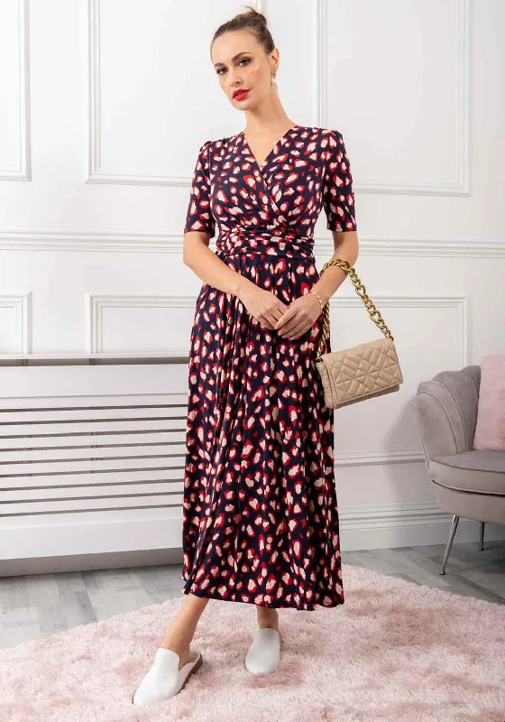 Jolie Moi Coleen Animal Print Maxi Dress, Navy Chic Summer Floral Maxi Dress