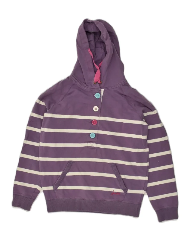 JOULES Womens Hoodie Jumper UK 10 Small Purple Striped Cotton Hoodie with Strings Custom Fit Adjustable JOULES Womens Hoodie Jumper UK 10 Small Purple Striped Cotton Hoodie with Strings Custom Fit Adjustable
