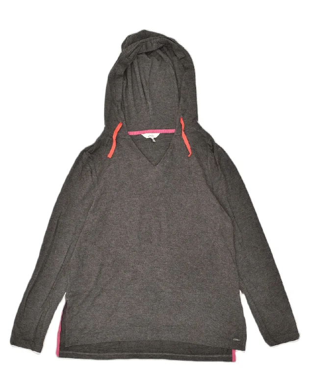 JOULES Womens Hoodie Jumper UK 12 Medium Grey Hoodie with Patch Decorative Personalized JOULES Womens Hoodie Jumper UK 12 Medium Grey Hoodie with Patch Decorative Personalized