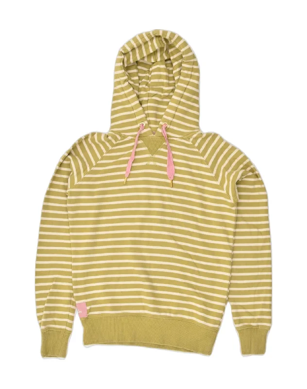 JOULES Womens Hoodie Jumper US 8 Medium Yellow Striped Cotton Hoodie with Set-In Sleeves Structured Classic JOULES Womens Hoodie Jumper US 8 Medium Yellow Striped Cotton Hoodie with Set-In Sleeves Structured Classic