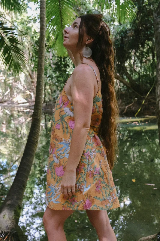 Lucia Mini Dress - Witch's Garden - Sunny Yellow Casual V-Neck Mini Dress