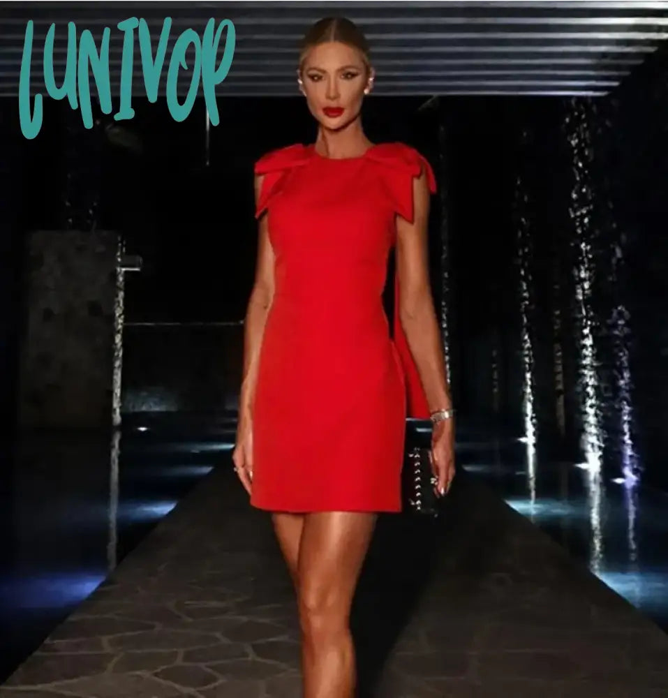 Lunivop Red Bow Backless Hollow Out Gown Mini Dress For Women Sleeveless Split Back Button Cut Out Lady Party Club Evening Vestidos Robe Chic Pleated Mini Dress Lunivop Red Bow Backless Hollow Out Gown Mini Dress For Women Sleeveless Split Back Button Cut Out Lady Party Club Evening Vestidos Robe Chic Pleated Mini Dress