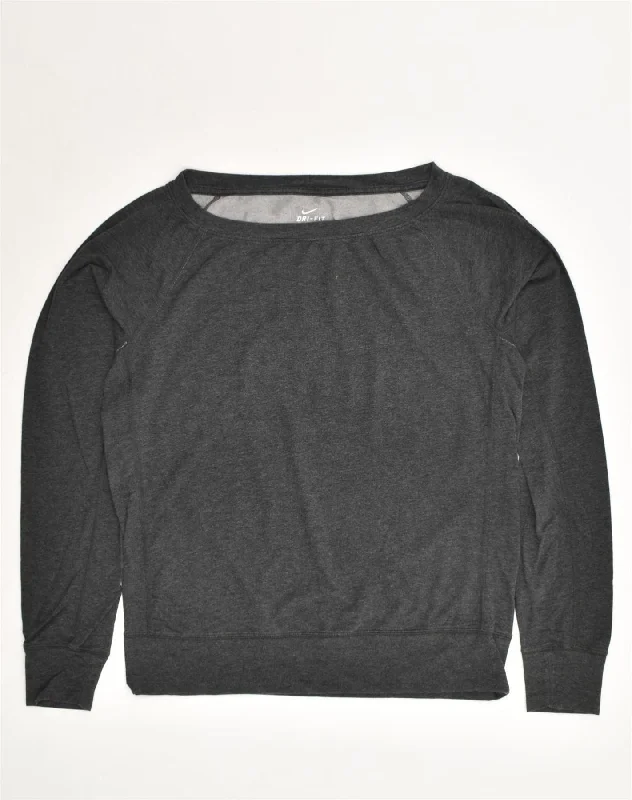 NIKE Womens Dri Fit Sweatshirt Jumper UK 14 Medium Grey Cotton Hoodie Sweatshirt Pullover NIKE Womens Dri Fit Sweatshirt Jumper UK 14 Medium Grey Cotton Hoodie Sweatshirt Pullover
