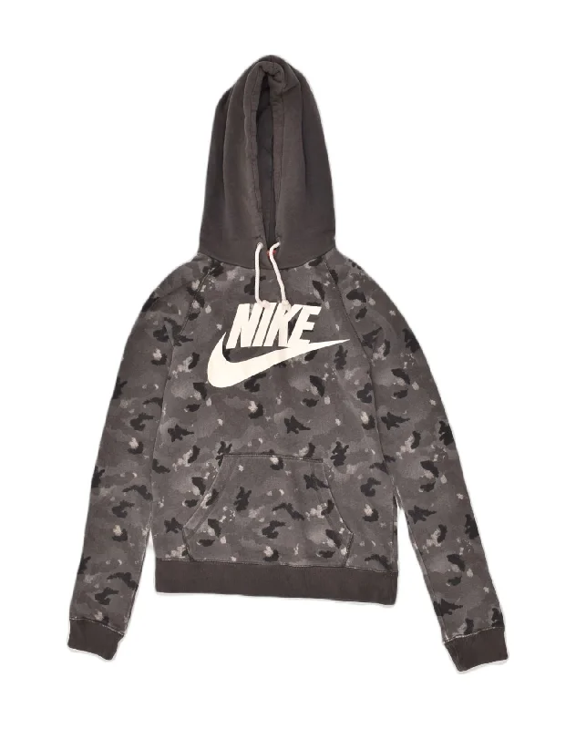 NIKE Womens Graphic Hoodie Jumper UK 6 XS Grey Camouflage Cotton Hooded Sweatshirt Casual Wear Street Style NIKE Womens Graphic Hoodie Jumper UK 6 XS Grey Camouflage Cotton Hooded Sweatshirt Casual Wear Street Style
