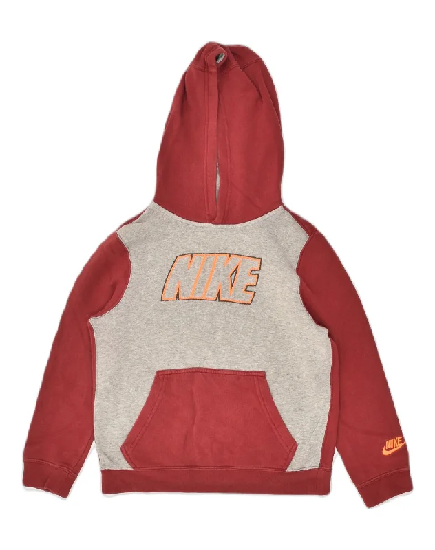 NIKE Womens Graphic Hoodie Jumper UK 8 Small Red Colourblock Cotton Hoodie with Thumb Holes Functional Cozy NIKE Womens Graphic Hoodie Jumper UK 8 Small Red Colourblock Cotton Hoodie with Thumb Holes Functional Cozy