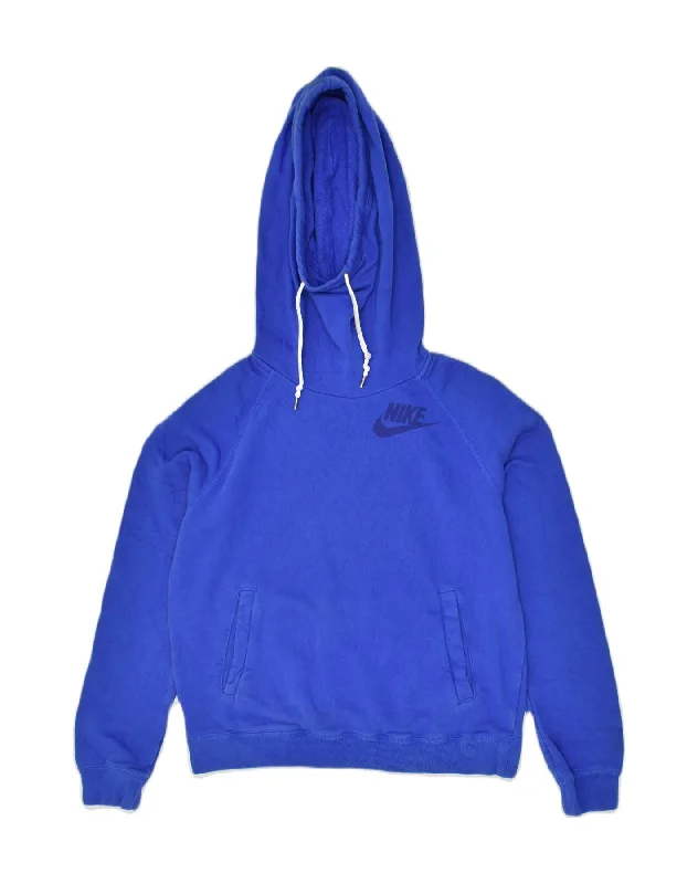 NIKE Womens Hoodie Jumper UK 16 Medium Blue Cotton Hoodie with Half-Zip Sporty Casual NIKE Womens Hoodie Jumper UK 16 Medium Blue Cotton Hoodie with Half-Zip Sporty Casual