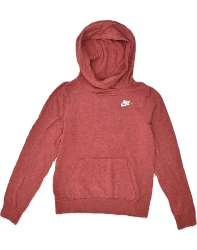 NIKE Womens Hoodie Jumper UK 6 XS Brown Cotton Hoodie with Reflective Safety Nightwear NIKE Womens Hoodie Jumper UK 6 XS Brown Cotton Hoodie with Reflective Safety Nightwear