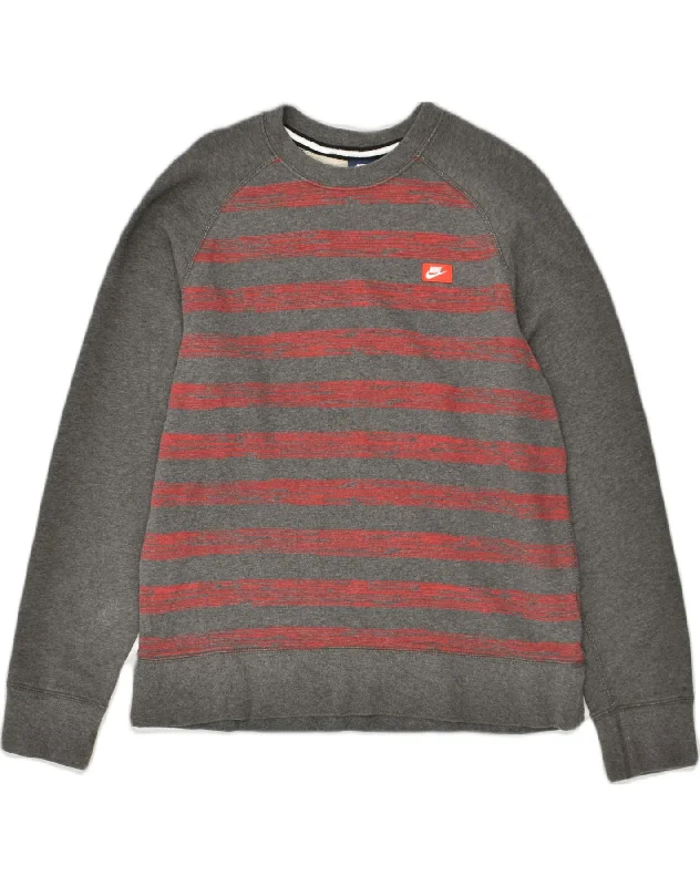 NIKE Womens Sweatshirt Jumper UK 16 Large Grey Striped Cotton Hoodie with Tie-Dye Psychedelic Retro NIKE Womens Sweatshirt Jumper UK 16 Large Grey Striped Cotton Hoodie with Tie-Dye Psychedelic Retro