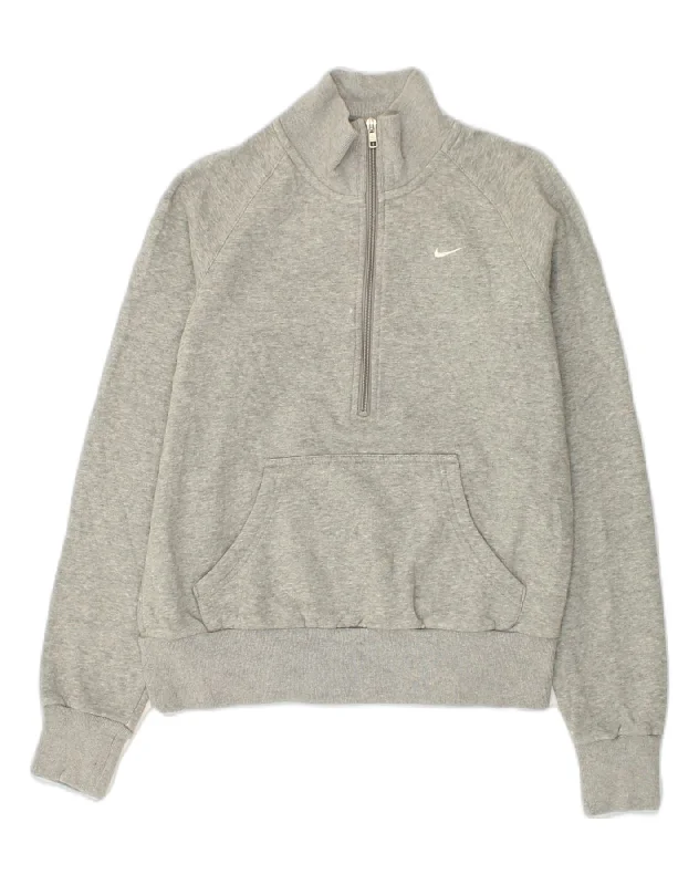 NIKE Womens Zip Neck Sweatshirt Jumper UK 14 Medium Grey Cotton Hoodie with Camouflage Military Edgy NIKE Womens Zip Neck Sweatshirt Jumper UK 14 Medium Grey Cotton Hoodie with Camouflage Military Edgy