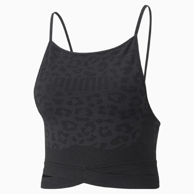 Puma Mid Impact FormKnit Seamless Fashion Sports Bra - Womens - Black/Leopard Print High Support Sports Bra Puma Mid Impact FormKnit Seamless Fashion Sports Bra - Womens - Black/Leopard Print High Support Sports Bra