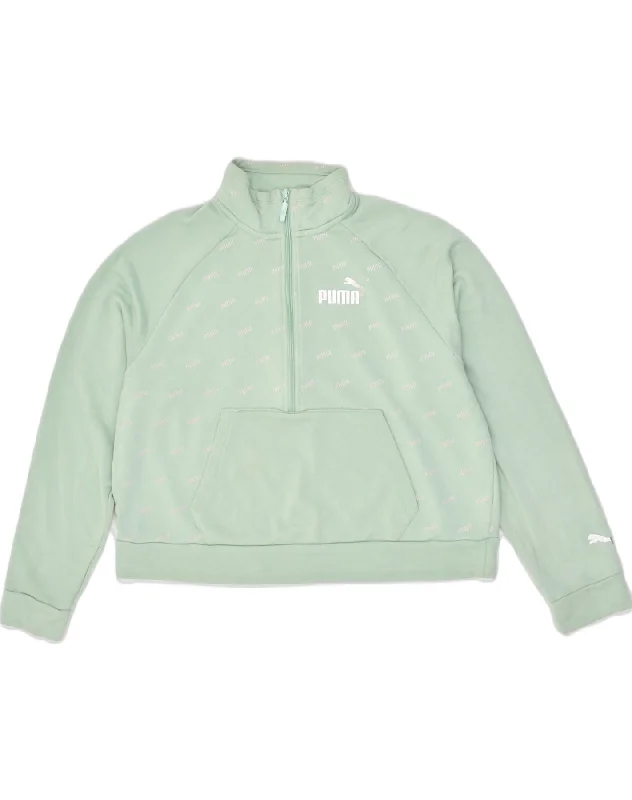 PUMA Womens Crop Zip Neck Sweatshirt Jumper UK 18 XL Green Hoodie with Hem Contrast Bold Stylish PUMA Womens Crop Zip Neck Sweatshirt Jumper UK 18 XL Green Hoodie with Hem Contrast Bold Stylish