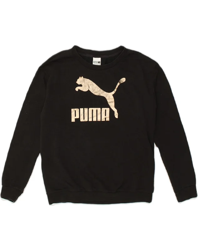 PUMA Womens Graphic Sweatshirt Jumper UK 16 Large Black Cotton Hoodie with Zipper Versatile Modern PUMA Womens Graphic Sweatshirt Jumper UK 16 Large Black Cotton Hoodie with Zipper Versatile Modern