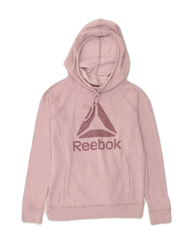 REEBOK Womens Graphic Hoodie Jumper UK 6 XS Pink Cotton Hoodie with Rhinestones Sparkly Elegant REEBOK Womens Graphic Hoodie Jumper UK 6 XS Pink Cotton Hoodie with Rhinestones Sparkly Elegant