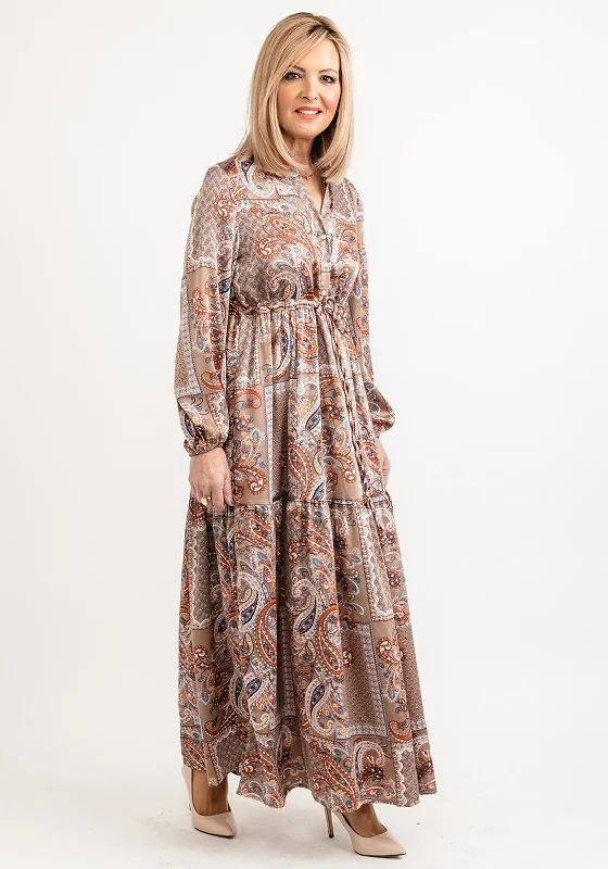 Seventy1 Paisley Print Maxi Dress, Bronze Multi Comfortable Bohemian Maxi Dress