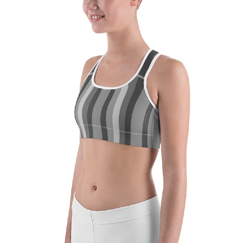 Gray Striped Women's Bra, Vertically Striped Red Hearts Print Fitness Bra-Made in USA/EU Trendy Lace Bra Gray Striped Women's Bra, Vertically Striped Red Hearts Print Fitness Bra-Made in USA/EU Trendy Lace Bra
