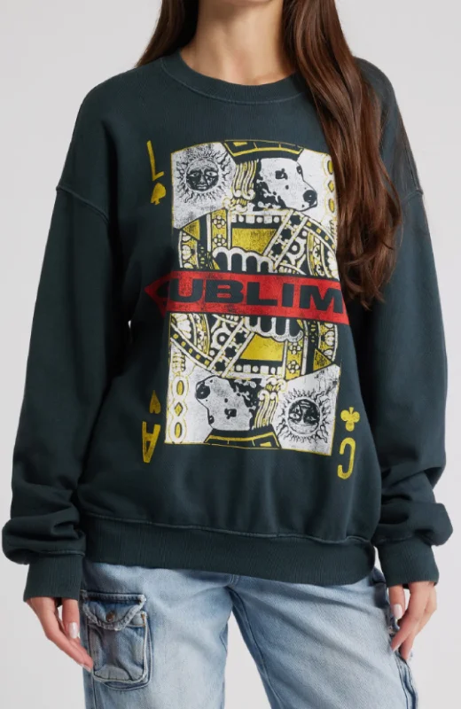 Daydreamer - Sublime Playing Card Graphic Sweatshirt Hoodie with Mock Neck Collared Structured Daydreamer - Sublime Playing Card Graphic Sweatshirt Hoodie with Mock Neck Collared Structured