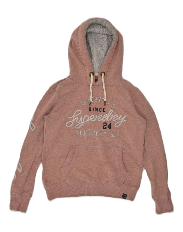 SUPERDRY Womens Graphic Hoodie Jumper UK 10 Small Brown Cotton Hoodie with Logo Branding Identity SUPERDRY Womens Graphic Hoodie Jumper UK 10 Small Brown Cotton Hoodie with Logo Branding Identity