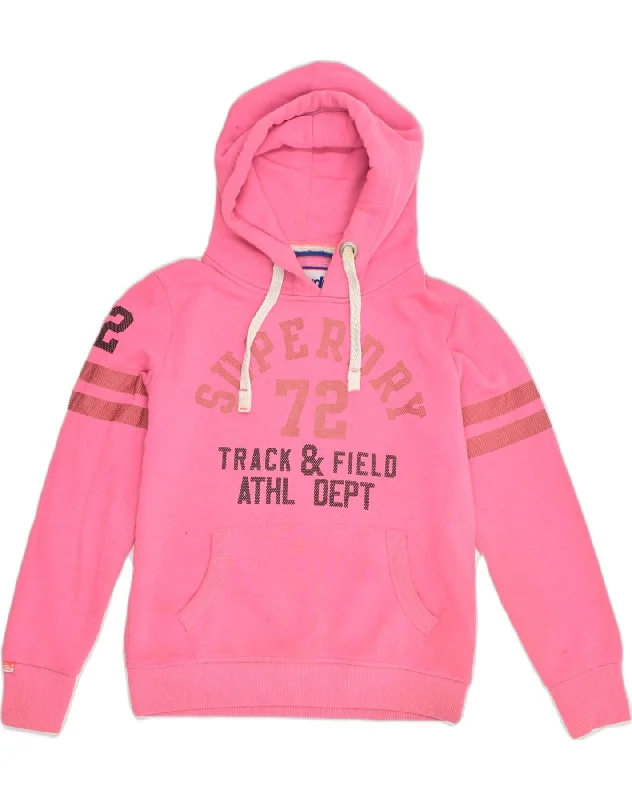 SUPERDRY Womens Graphic Hoodie Jumper UK 10 Small Pink Polyester Oversized Hoodie Comfort Casual SUPERDRY Womens Graphic Hoodie Jumper UK 10 Small Pink Polyester Oversized Hoodie Comfort Casual