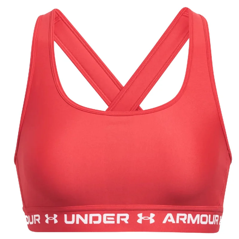 Under Armour Armour Mid Crossback Sports Bra - Womens - Red Solstice/White Casual Bralette Set Under Armour Armour Mid Crossback Sports Bra - Womens - Red Solstice/White Casual Bralette Set