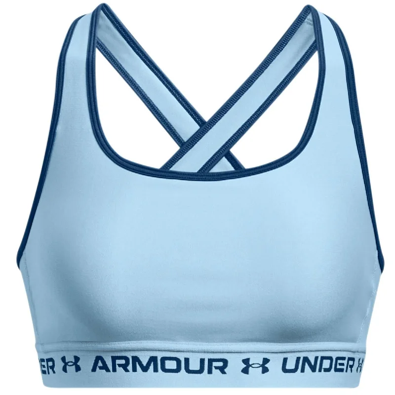 Under Armour Mid Crossback Sports Bra - Womens - Blizzard/Varsity Blue Soft Mesh Bra Under Armour Mid Crossback Sports Bra - Womens - Blizzard/Varsity Blue Soft Mesh Bra