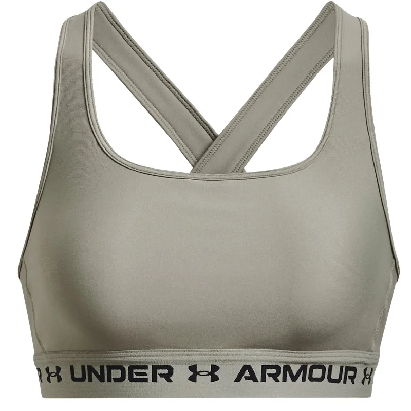 Under Armour Mid Crossback Sports Bra - Womens - Grove Green/Black Soft Padded Bralette Under Armour Mid Crossback Sports Bra - Womens - Grove Green/Black Soft Padded Bralette