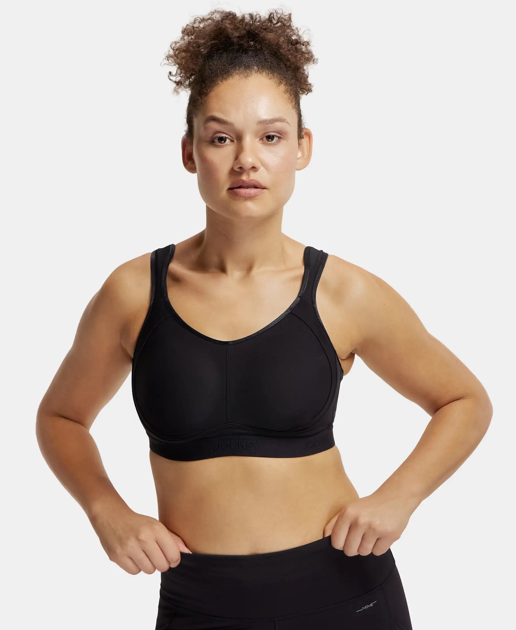 Wirefree Non Padded Microfiber Elastane Stretch Full Coverage Sports Bra with StayDry Treatment - Black Push-Up Bralette Set Wirefree Non Padded Microfiber Elastane Stretch Full Coverage Sports Bra with StayDry Treatment - Black Push-Up Bralette Set