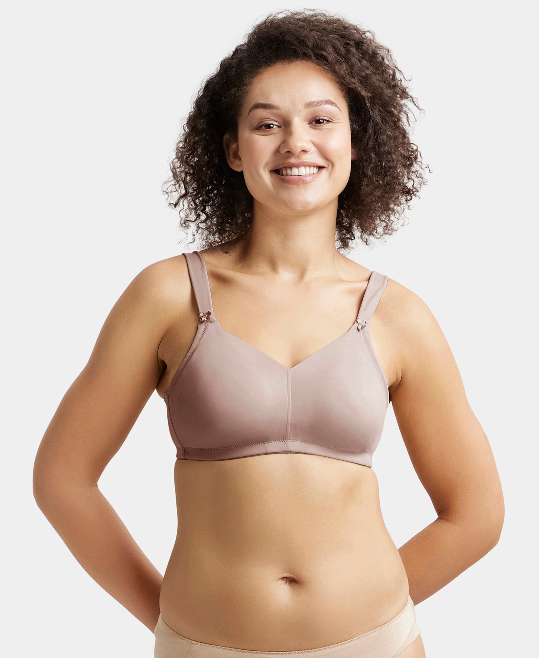 Wirefree Non Padded Soft Touch Microfiber Elastane Stretch Full Coverage Minimizer Bra with Broad Cushioned Fabric Strap - Mocha Fashionable Push-Up Bra Wirefree Non Padded Soft Touch Microfiber Elastane Stretch Full Coverage Minimizer Bra with Broad Cushioned Fabric Strap - Mocha Fashionable Push-Up Bra