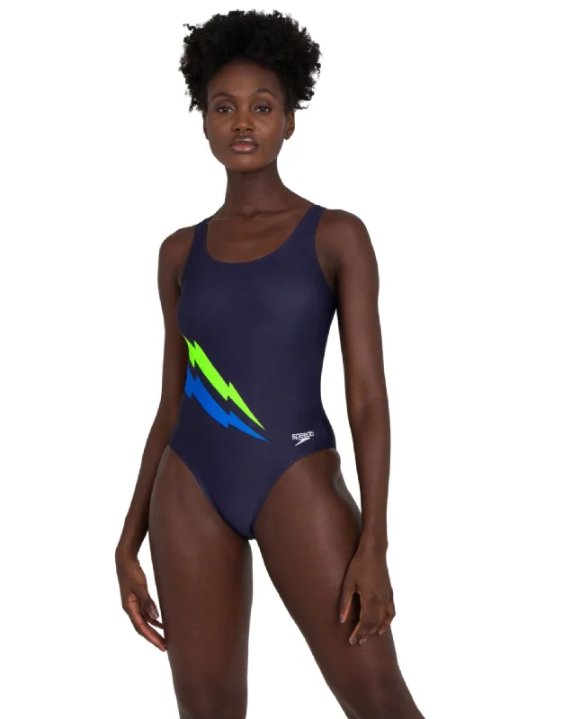 Core Placement U-Back Swimsuit - Navy/Blue/Yellow Elegant Swimsuit Bottoms