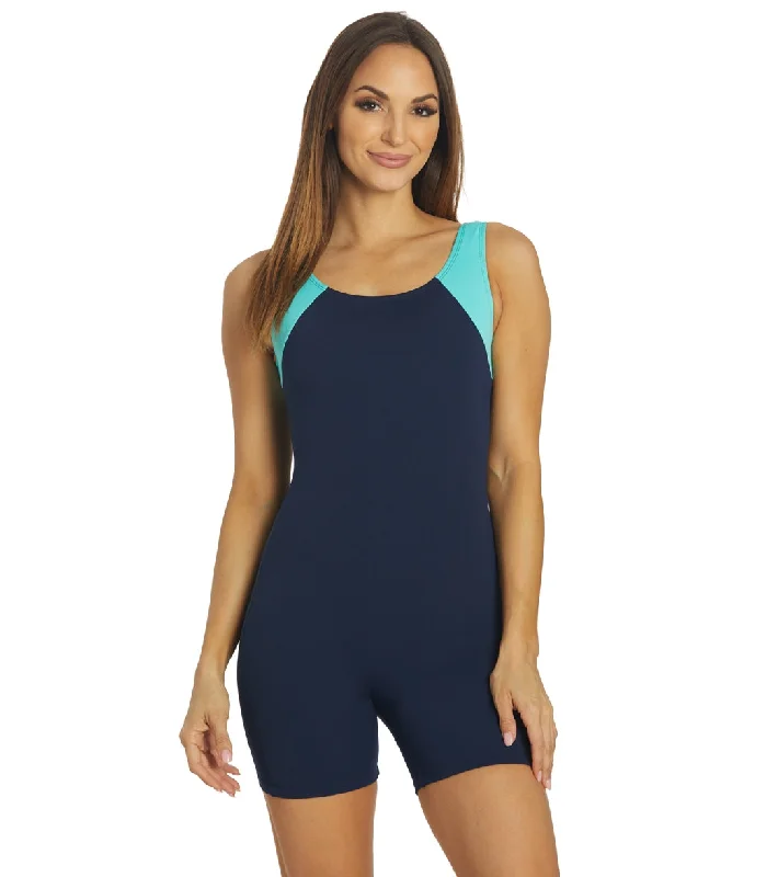 Dolfin Women's Aquashape Aquatard Color Block Unitard Swimsuit  Navy/Mint Chic Bikini Set