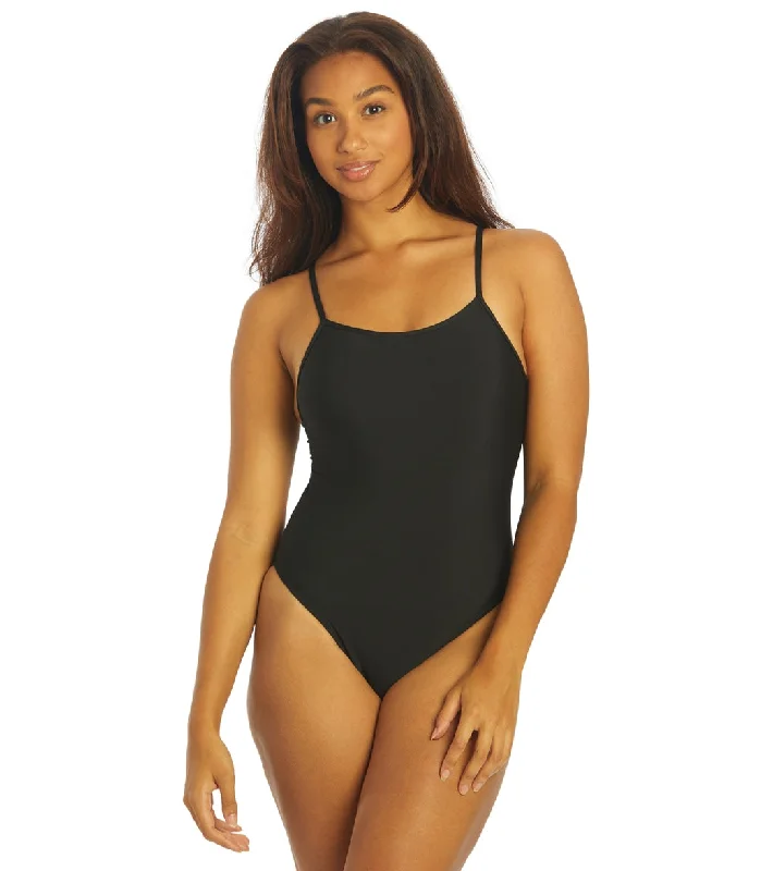 JOLYN Women's Chevy Solid One Piece Swimsuit Black Sexy Cutout Swimsuit